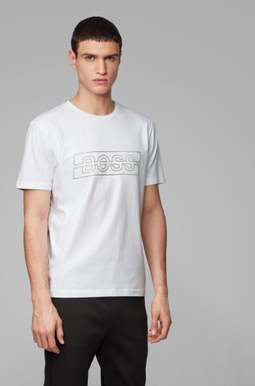 Koszulki BOSS Stretch Cotton Białe Męskie (Pl93827)